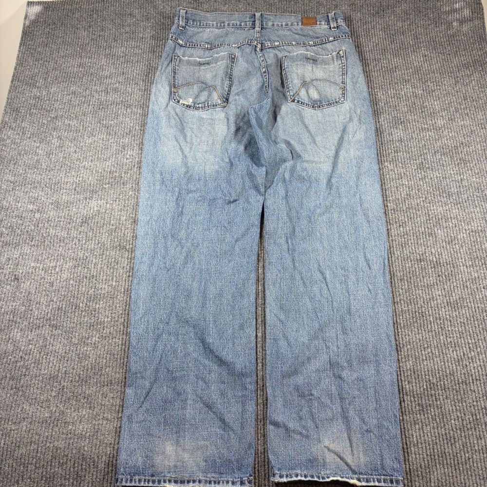 Vintage Vibes Jeans Men's 38x34 Baggy Wide Leg Blue Distressed Denim Y2K‎ Skater